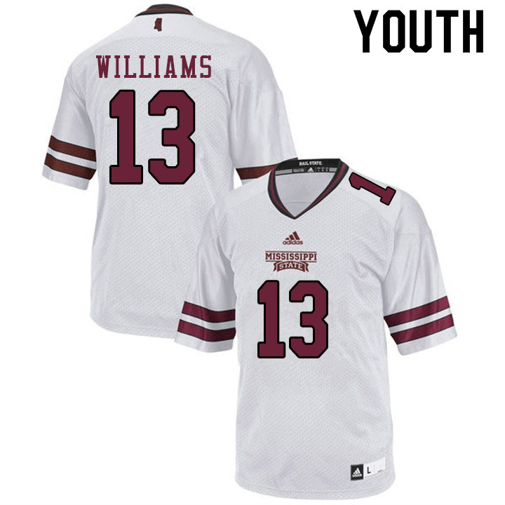 Youth #13 Tyler Williams Mississippi State Bulldogs College Football Jerseys Sale-White